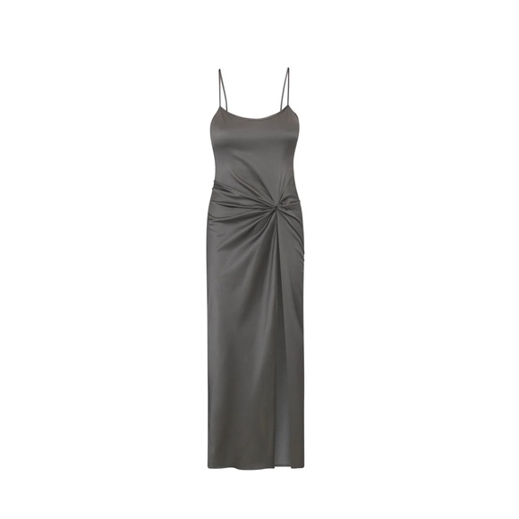 SKIMS Dresses & Skirts - NWT SKIMS SILK SLEEP SLIP WITH HIGH SLIT GUNMETAL 4X